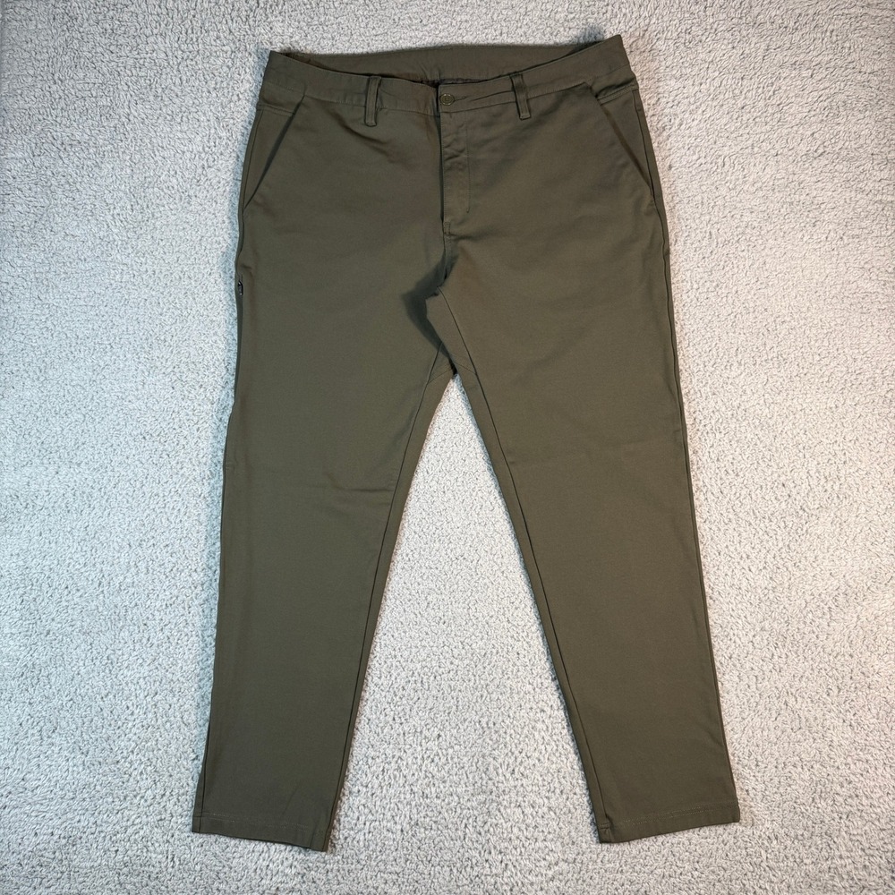 BYLT Premium Basics Everyday Pant 2.0 Mens 2XL‎ 37x30 Green Slim Fit Stretch